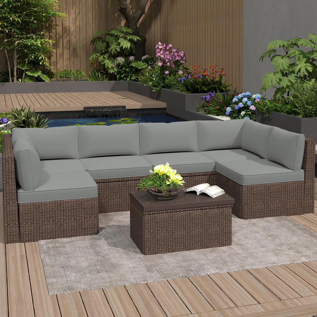 VANBOW VANBOW 14-Piece Deep Seat Patio Furniture Cushions Grey — product photo