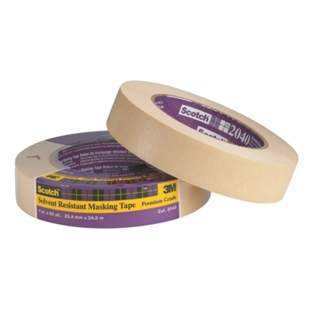 Beige crepe-paper masking tape roll on a three-inch core