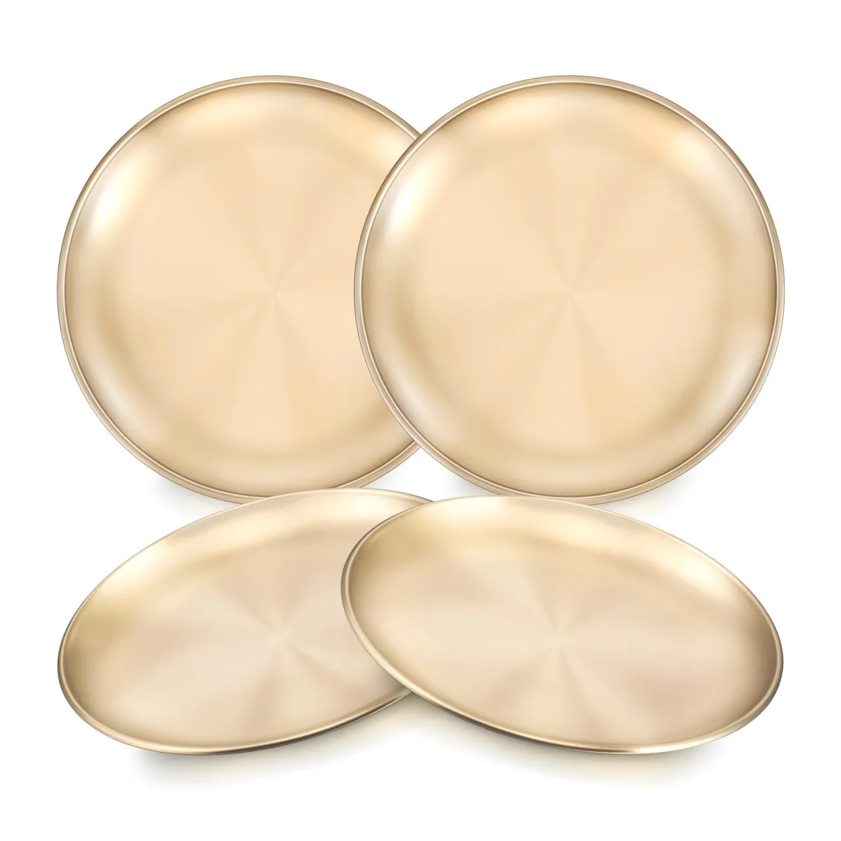 White rectangular plastic plates with gold rim, thirty pieces