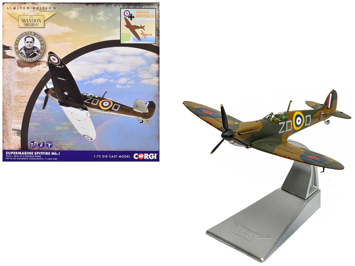 Corgi Corgi Supermarine Spitfire MkI 1/72 P9443 ZD-D 222 Sqn 1940 — product photo