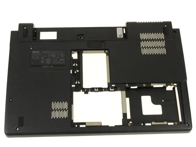 Dell Studio laptop bottom base frame in black plastic and metal alloy