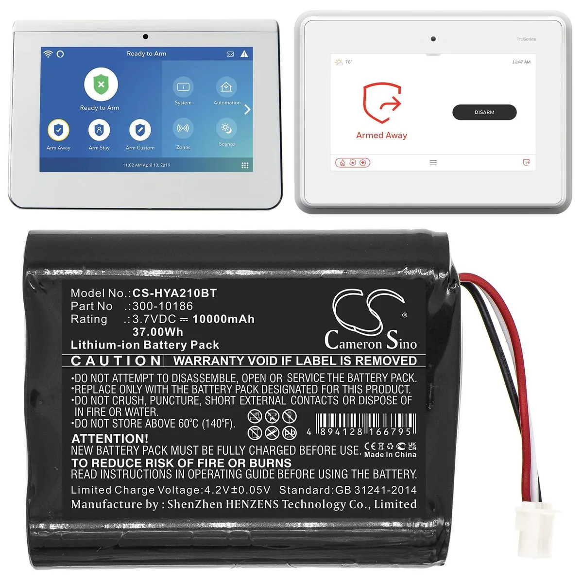 Rectangular replacement battery pack with label and terminals