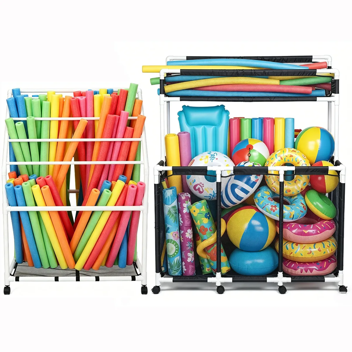 Yescom USA, Inc. Yescom USA, Inc. 06PSBPTR001-3G2LPVC-06 270 gal toy storage 2 tier 10 wheel towel rack — product photo