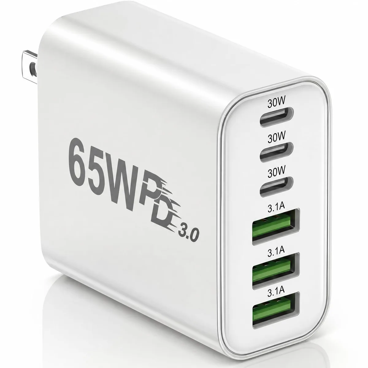  EXPBROZ HNT-PD6507 65W 6-Port USB Charger White (2-Pack) — product photo