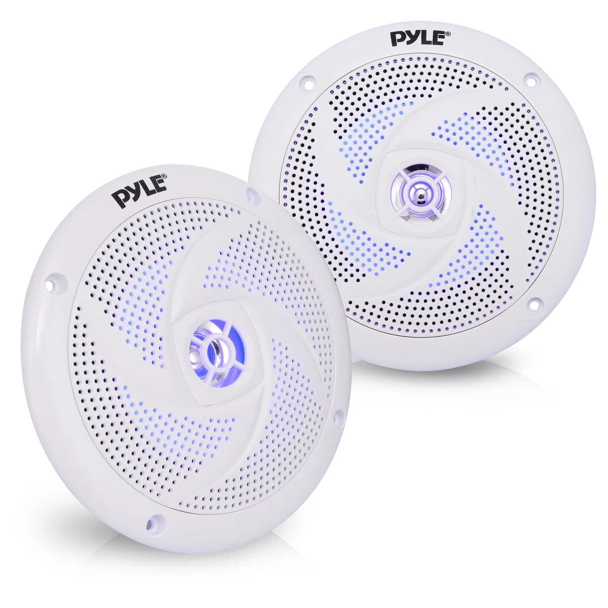  5.25" 2-Way Marine Speakers Pair PLMRS53WL 180W Blue LED — product photo