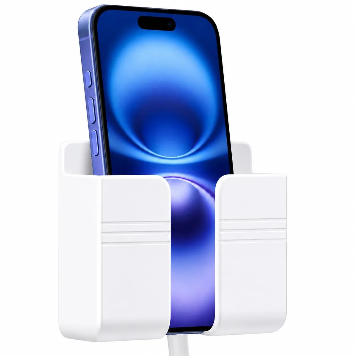 White rectangular ABS wall mount with adhesive back and cable hole