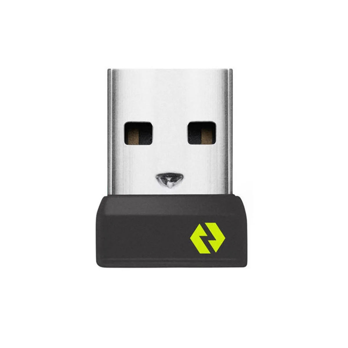 Tiny black USB-A dongle, 14.4 by 18.65 mm, matte finish