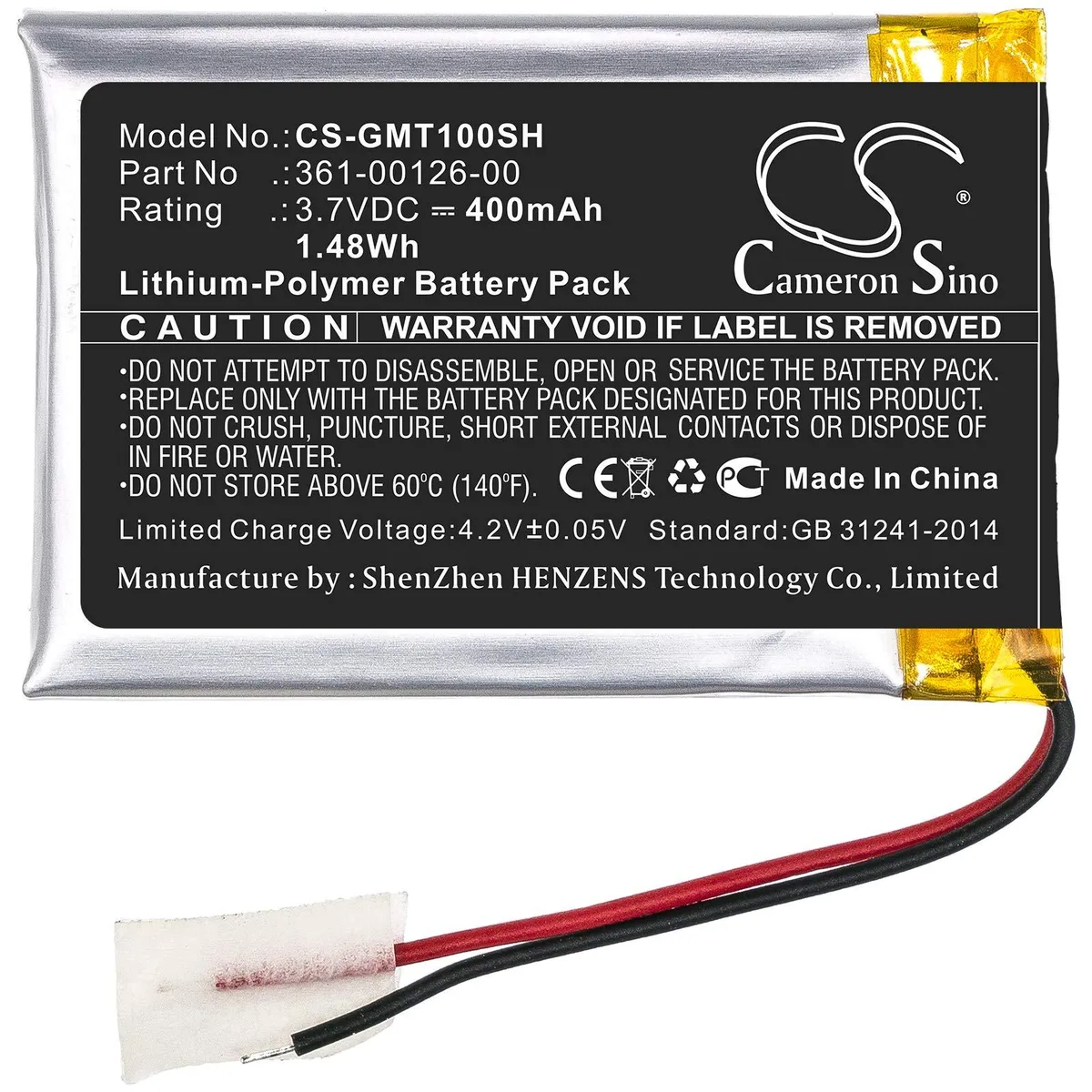  Cameron Sino Battery for Garmin Fenix 6X Pro Solar Tactix Delta 400mAh 3.7V — product photo