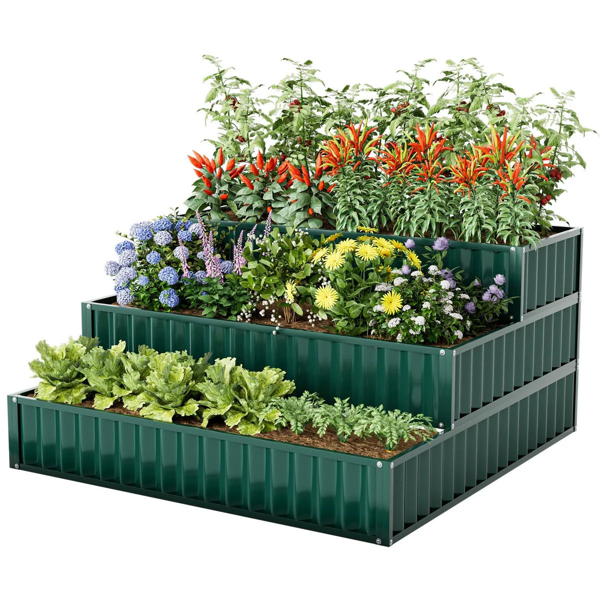 SlickBlue SlickBlue 3-Tier Metal Planter Box Green 47x47x24 — product photo