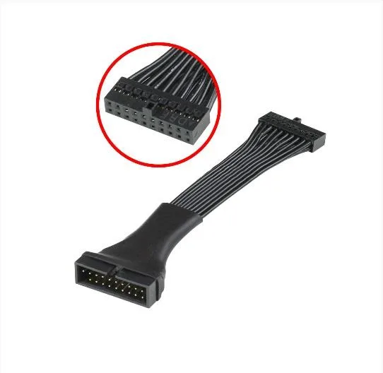 Low-profile USB 3.0 20-pin internal header extender cable, male to female, 8 inches