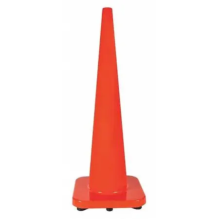 Orange 36in PVC traffic cone, square 13in base, 10lb weight
