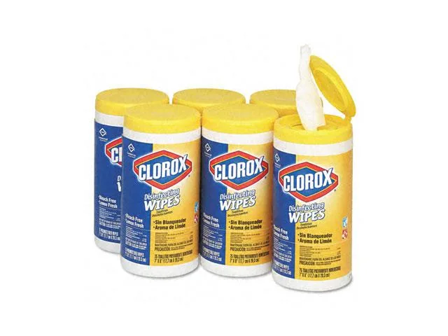 Clorox Clorox 15948CT Lemon Scent Disinfecting Wipes 75 Count 6 Pack cleaning — product photo