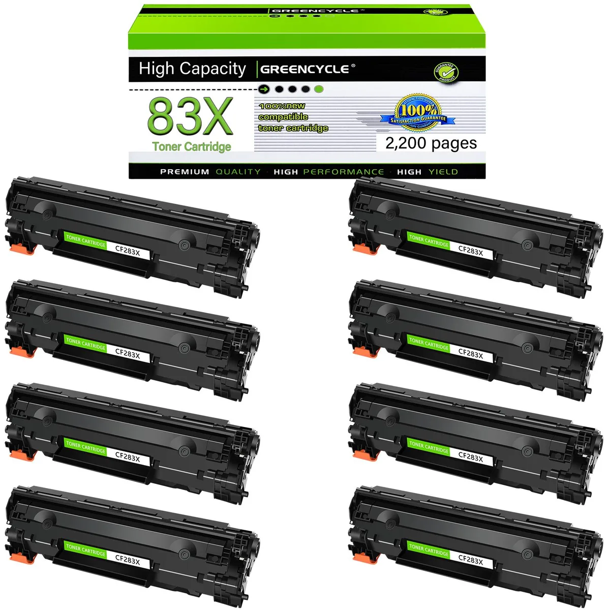 GREENCYCLE GREENCYCLE CF283X toner cartridge 8 pack black — product photo