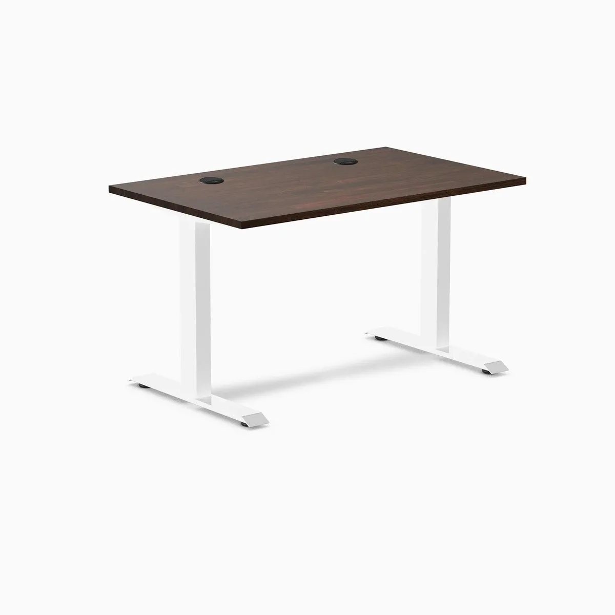 Desky Desky Zero Rubberwood Desk Dark Walnut White 48 x 30 in — product photo