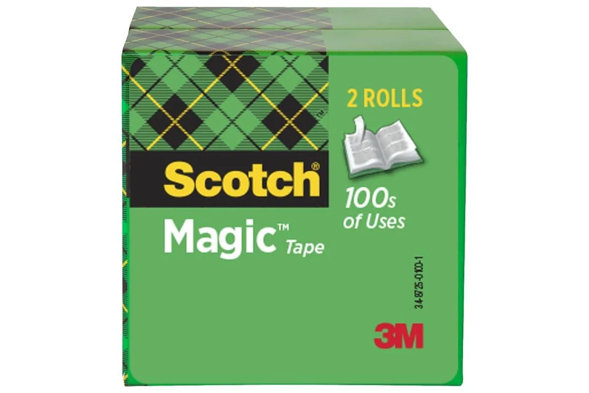 Two matte-finish transparent tape rolls on 3-inch cores
