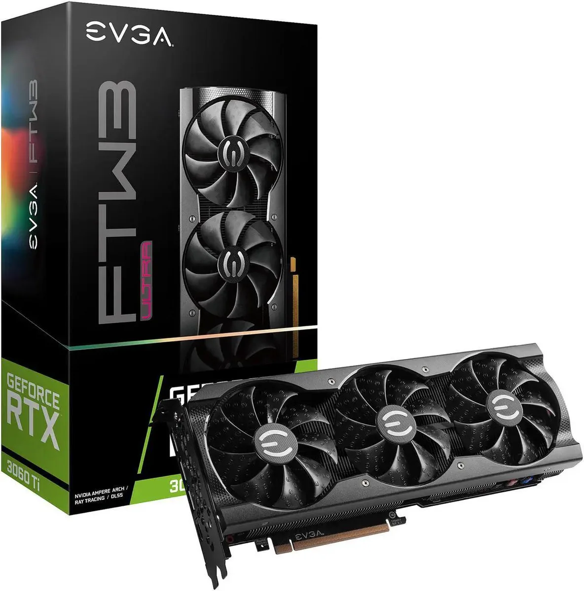 EVGA EVGA GeForce RTX 3060 Ti FTW3 Ultra Gaming graphics card — product photo