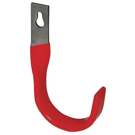 Orange vinyl-coated steel hook with twisted neck and nail-in mounting