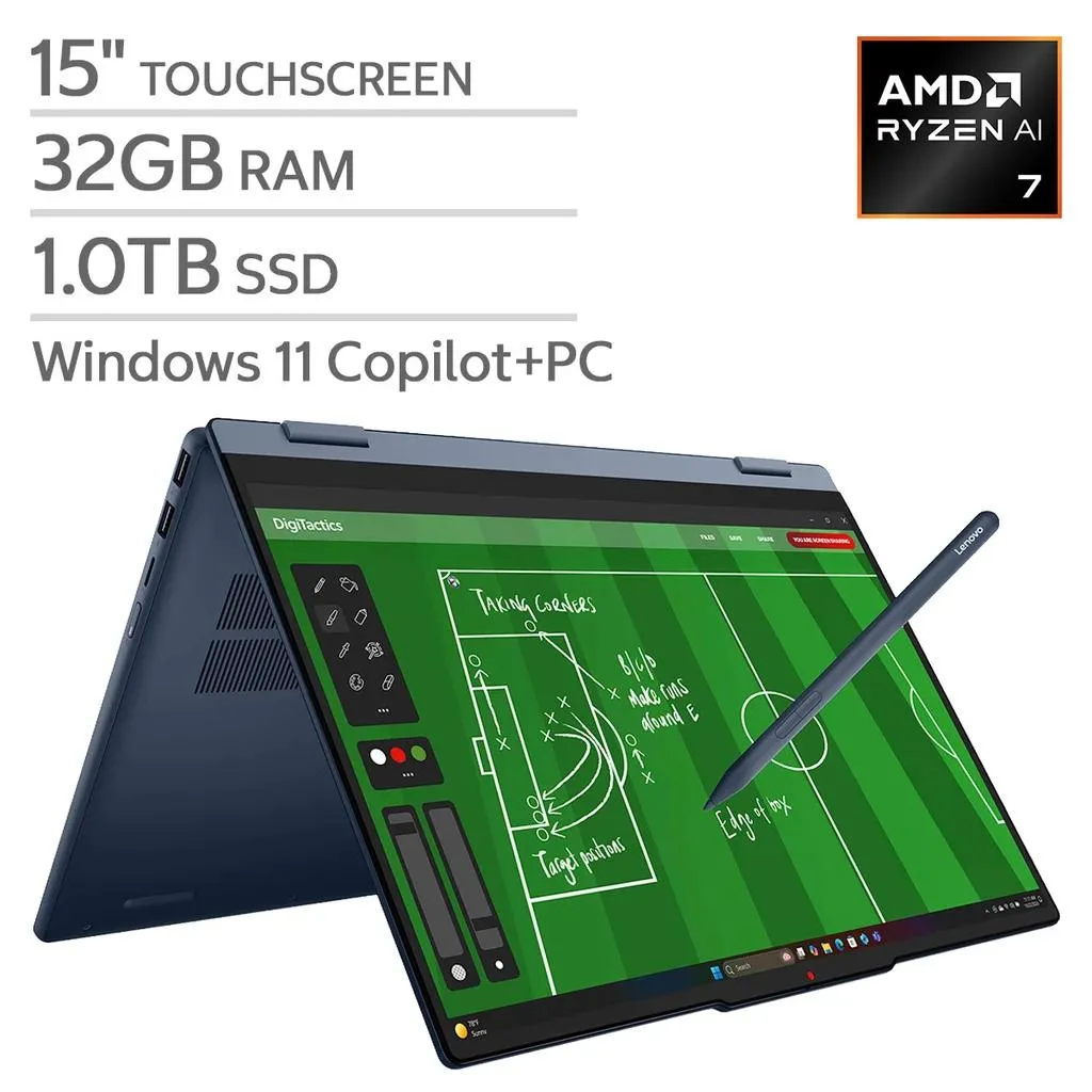 Lenovo Lenovo IdeaPad 5 2in1 laptop 15.3" WUXGA Touch Ryzen AI 7 445 32GB DDR5 1TB NVMe Wi-Fi 7 — product photo