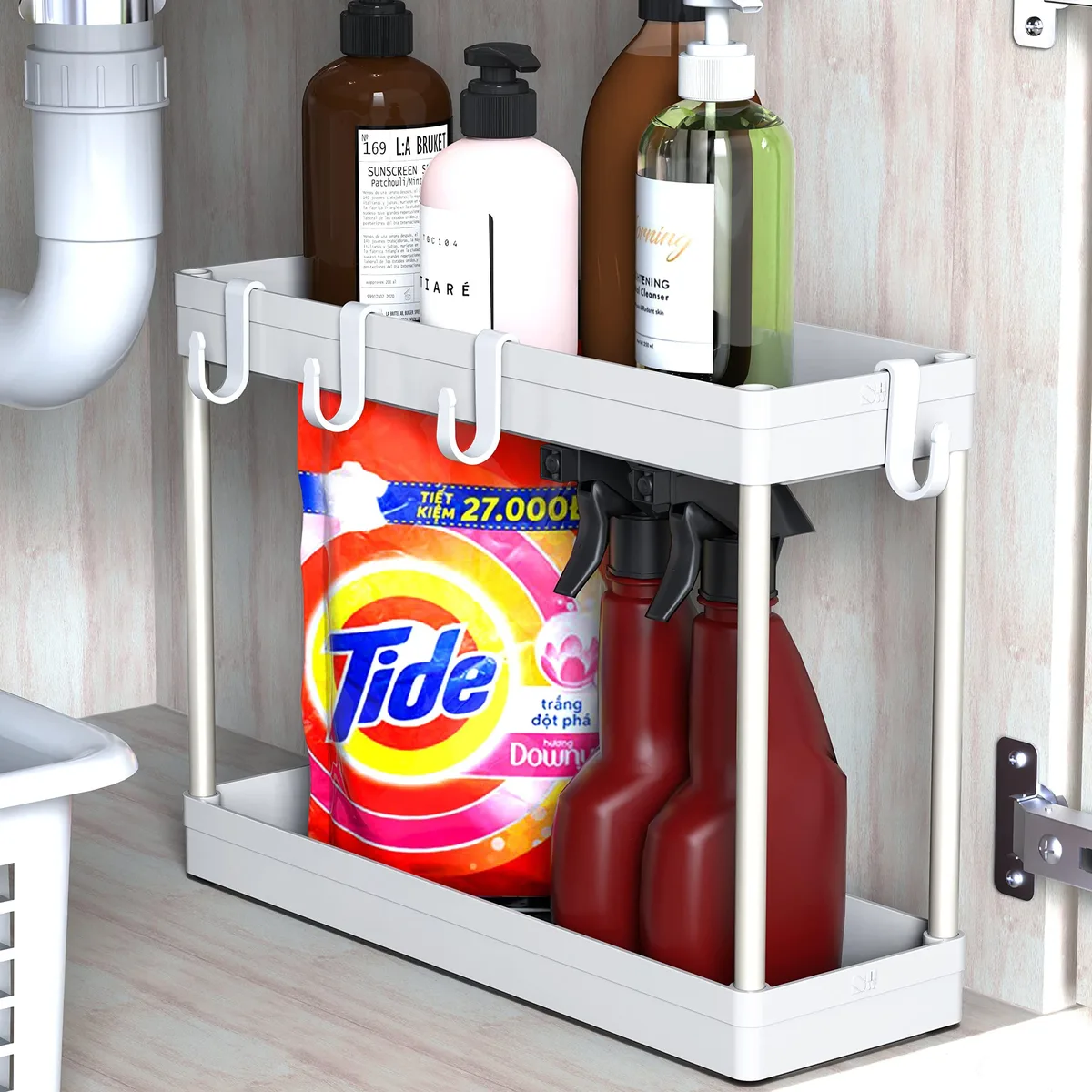  Simple Houseware BO-14B-W 2-Tier Under Sink Storage 16 x 5.5 x 11.25 in 260lbs — product photo
