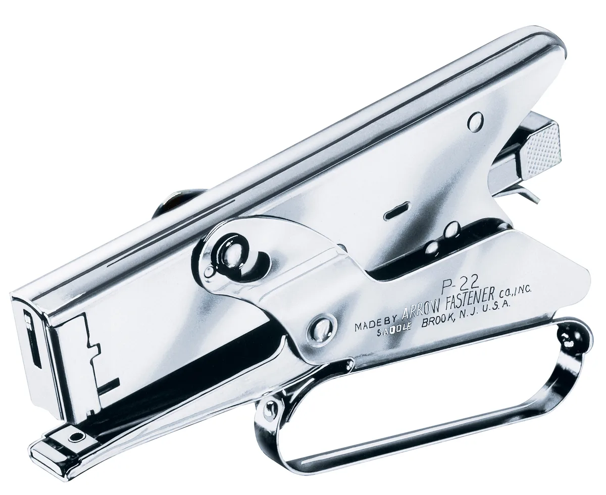 Arrow Fastener P22 plier stapler, all-steel chrome finish