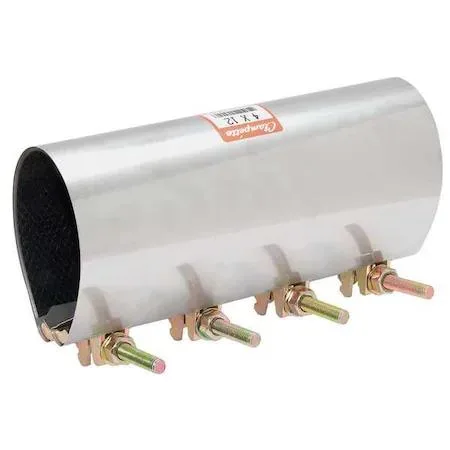 Stainless steel partial-coverage repair clamp with three bolts