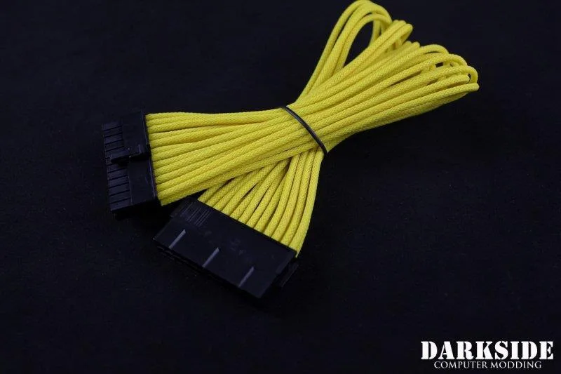 Darkside Computer Modding Darkside Computer Modding 24-Pin ATX 12" (30cm) HSL Single Braid Extension Cable Yellow II UV DS-0434 — product photo