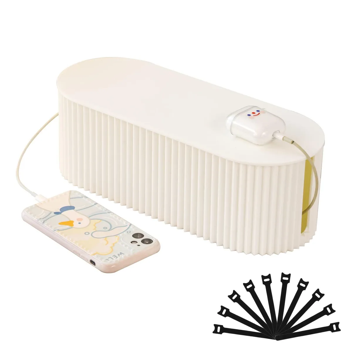  FABROK Cable Management Box Small White 12.99x5.16x4.37 in 10 Ties — product photo