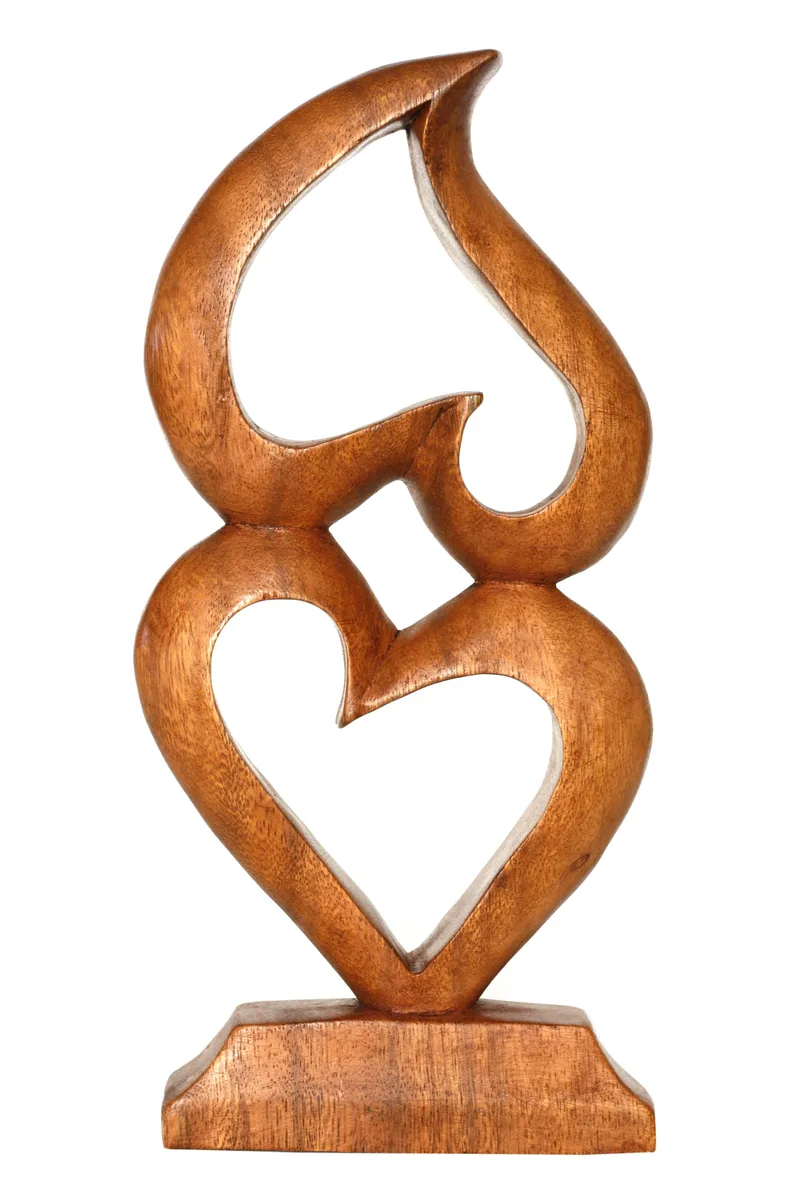 G6 Collection G6 Collection 12" Wooden Abstract Sculpture Two Hearts One Love Home Accent — product photo