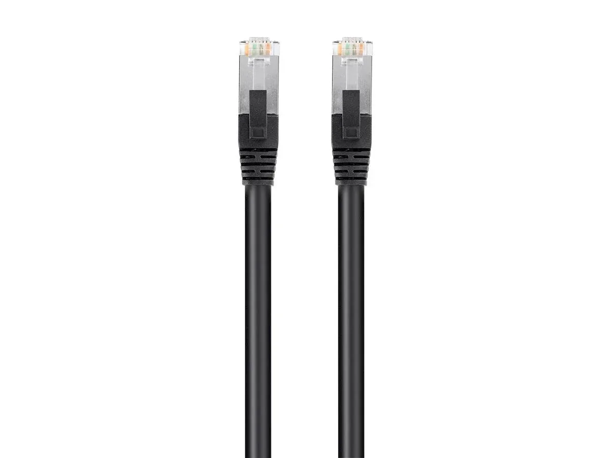 Monoprice Inc. Monoprice 141038 Cat6 PoE Ethernet Patch Cable 20 ft Black 600V Shielded RJ45 Solid 550MHz STP U/FTP 24AWG — product photo