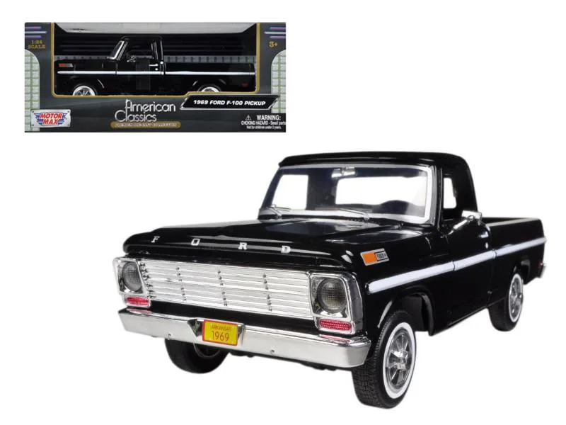 MOTORMAX MOTORMAX 1969 Ford F-100 Pickup Truck Black 1/24 Diecast Hobby Collectible — product photo