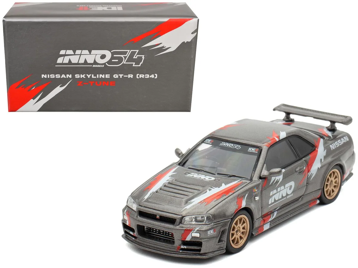 Inno Models Inno Models Nissan Skyline GT-R (R34) Z-Tune RHD Gray Metallic Indonesia Diecast Expo 2024 1/64 — product photo
