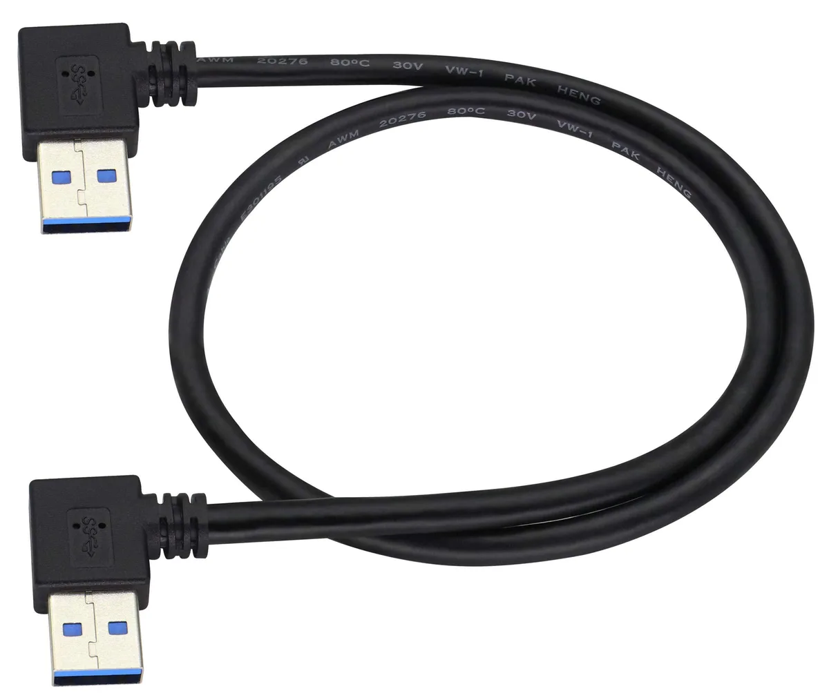 BUCIER BUCIER 90 Degree USB 3.0 A Male-to-Male Cable 2 ft Black — product photo