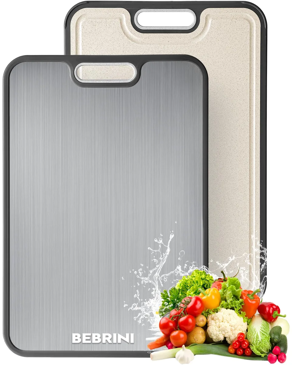 Rectangular double-sided board stainless steel one side wheat straw PP other side juice groove non-slip edges