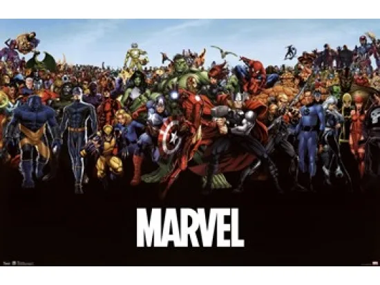 Poster print of Marvel characters, 36 by 24 inches