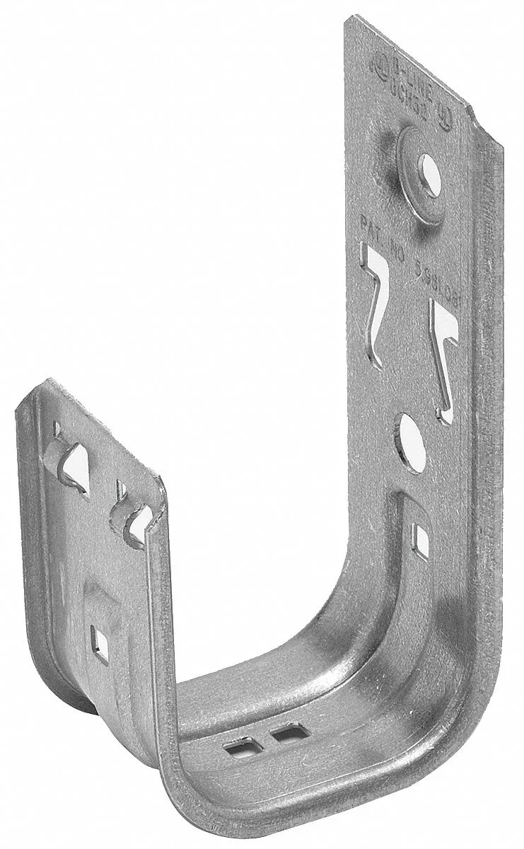 Silver galvanised steel J-hook with locking latch, wall mounted