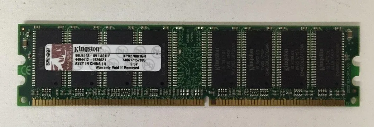 Kingston Technology Corp. Kingston Technology Corp. KPR2700/1GR 1GB PC2700 184-pin DDR1 DIMM desktop RAM — product photo