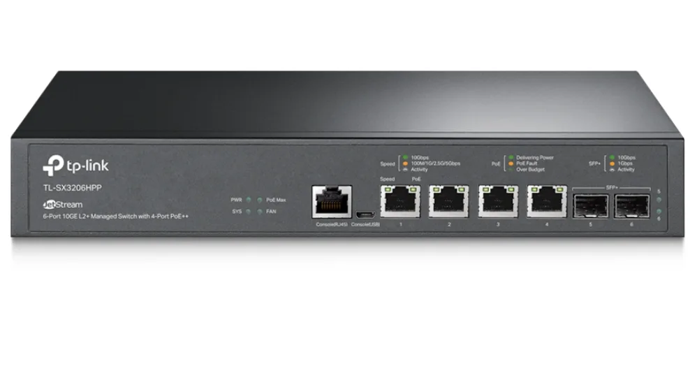 TP-Link TP-Link SX3206HPP 6-port 10G managed PoE++ network switch — product photo