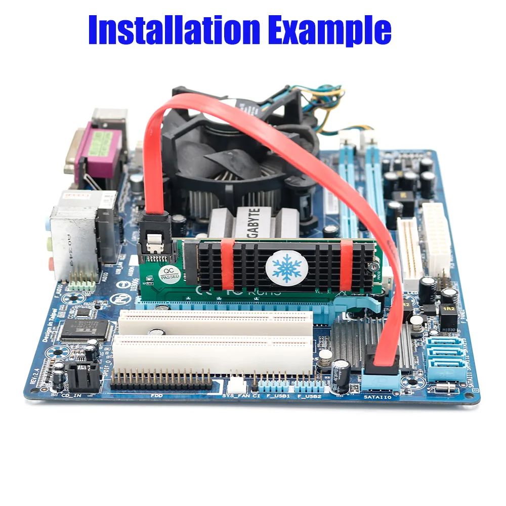 Shenzhen Aimilai Technology Co.Ltd. Shenzhen Aimilai Technology Co.Ltd. M.2 B-Key SATA SSD to SATA3 Adapter with Heatsink — product photo