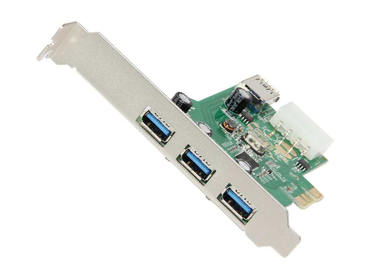Syba Syba SD-PEX20137 3+1 port USB 3.0 PCI-e 2.0 x1 expansion card — product photo