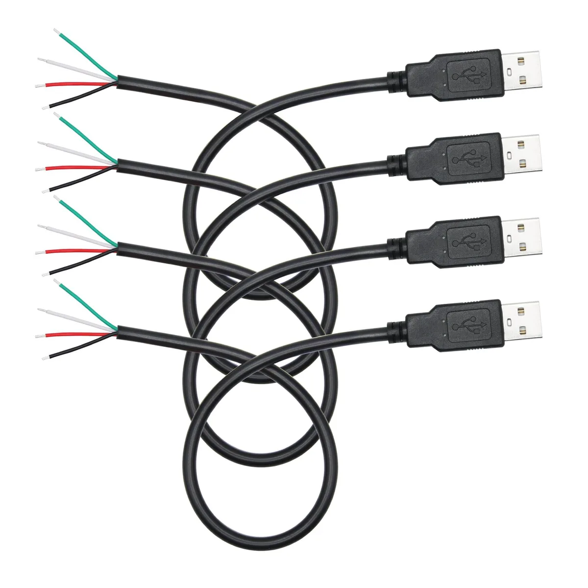 Vszerda Vszerda 4-Pack USB A Male to 4-Pin Bare Wire 11in 22AWG 480Mbps — product photo