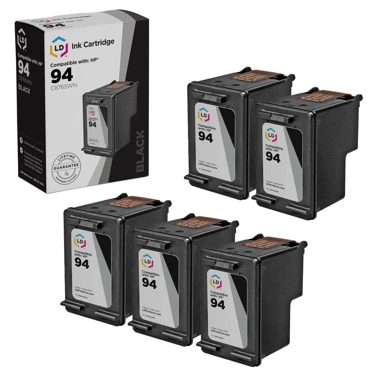 LD Products LD Products HP 94 Black Ink Cartridge 5-Pack — product photo