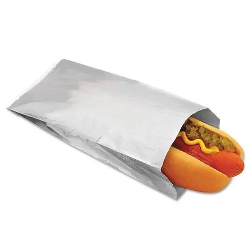 Bagcraft Papercon Bagcraft Papercon 300456 Foil Hot Dog Bags 3.5 x 1.5 x 8.5 Silver 1000/Carton — product photo