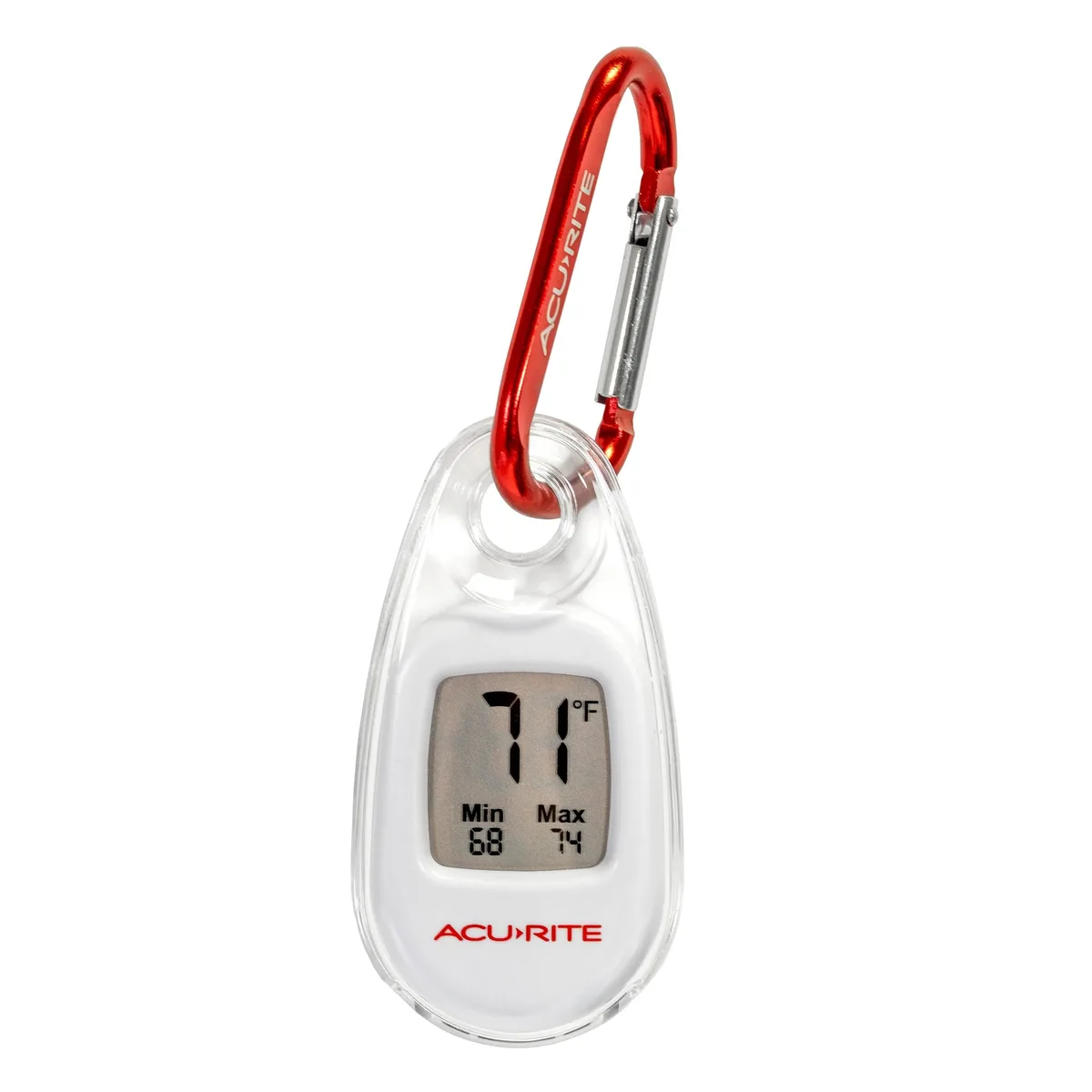 AcuRite Portable Digital Thermometer with Carabiner Clip White — product photo