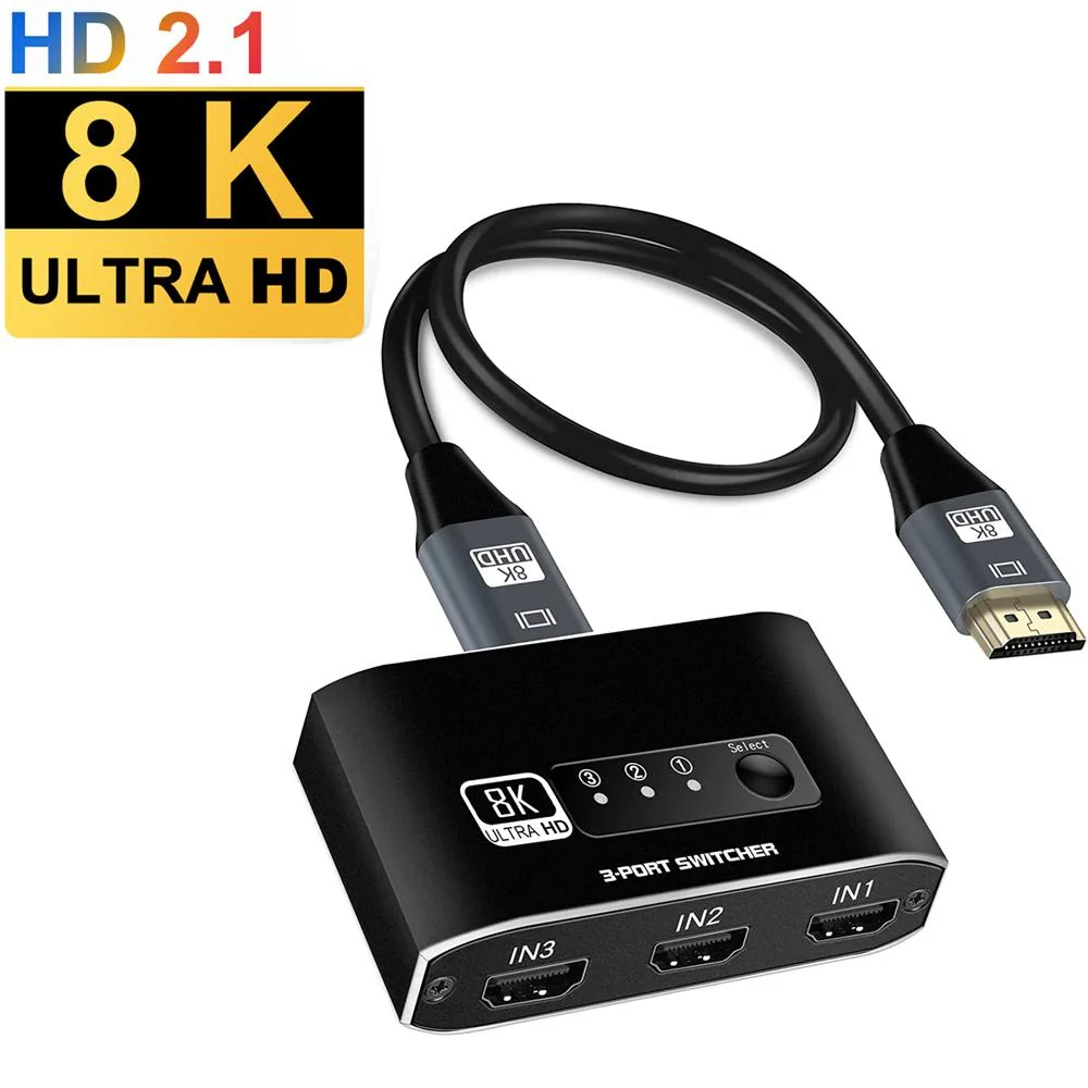 LUOM LUOM OZ8Q3-2 3-Port HDMI 2.1 Switch 8K@60Hz 48Gbps Black — product photo