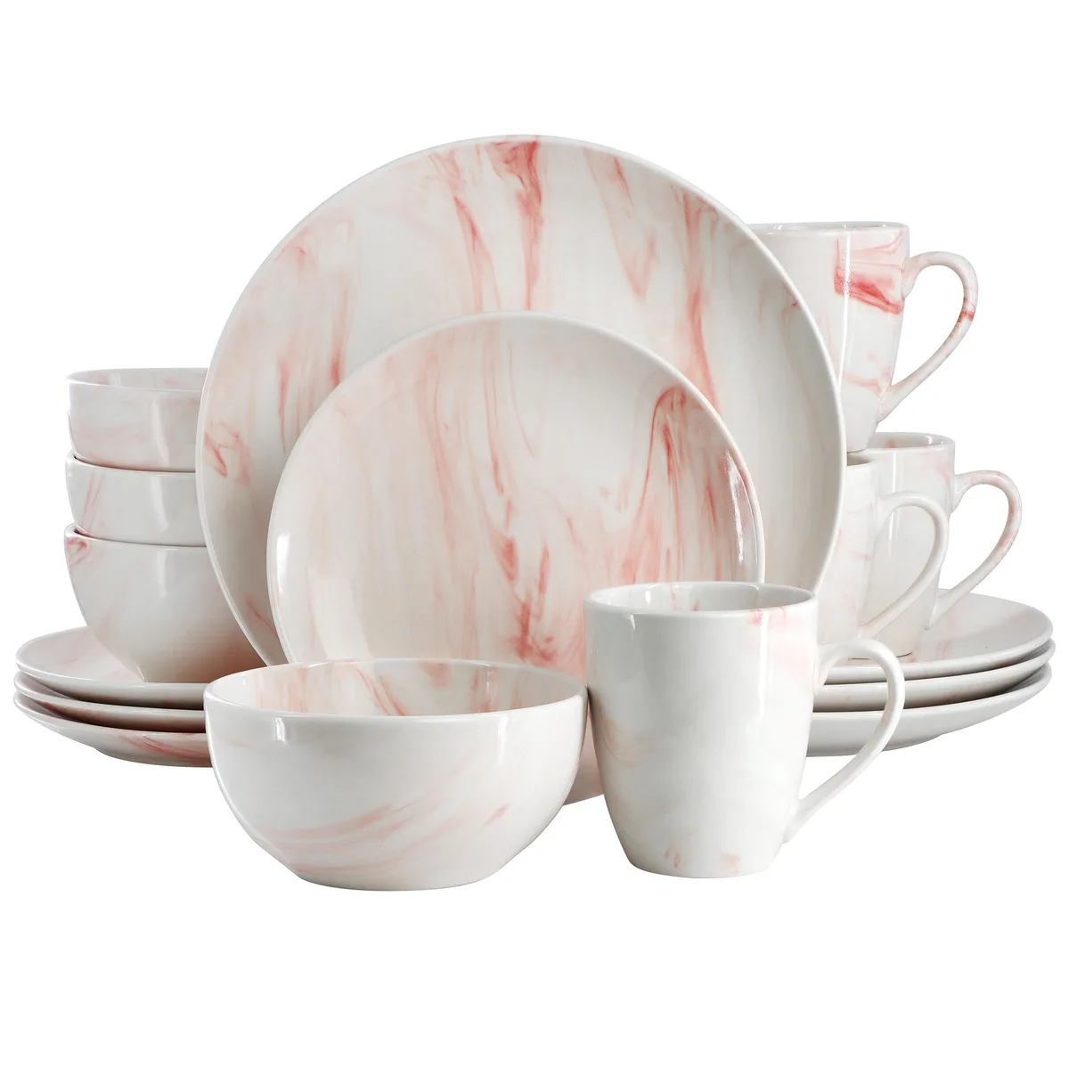 Elama Elama 510121709M 16 Piece Porcelain Dinnerware Set Red — product photo