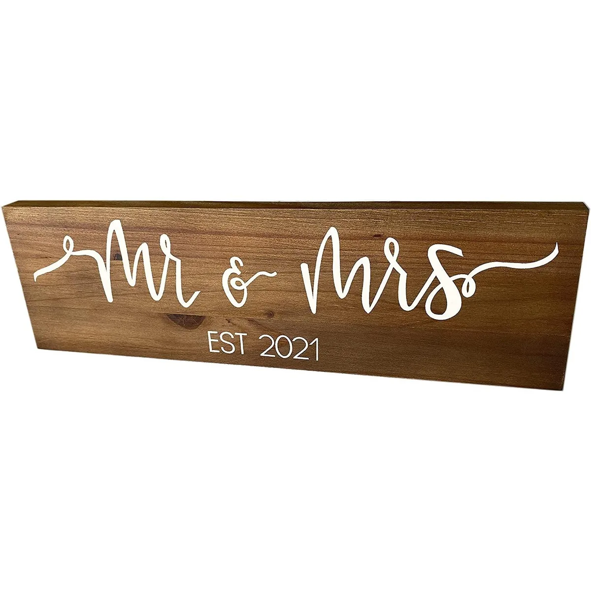 Altatac Altatac Blk-2021 Mr &amp; Mrs 2021 Large Wedding Hanging Sign 14" x 4.25" Brown — product photo