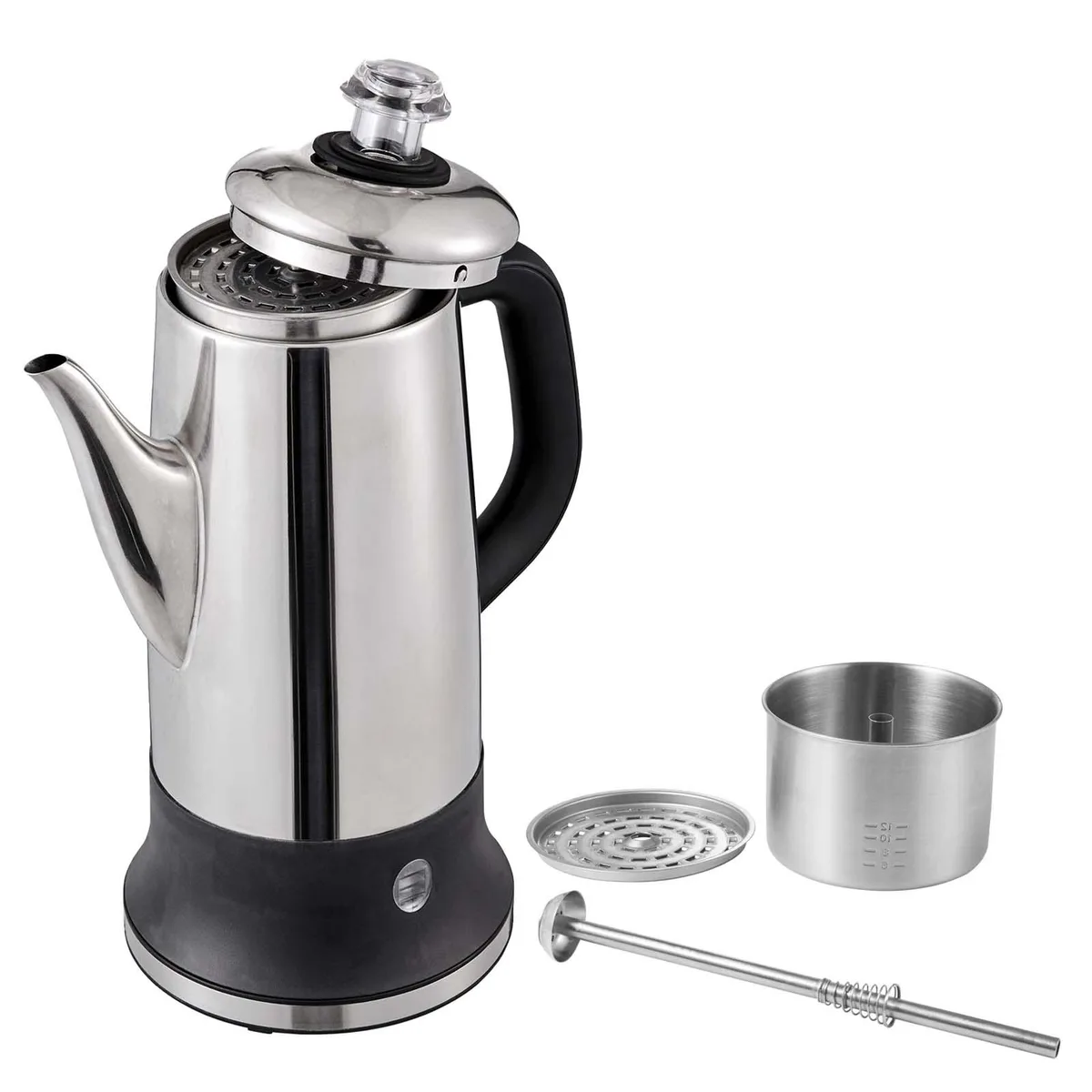 VEVOR VEVOR 12-Cup Electric Percolator Coffee Pot 1.8L 1000W 304 Stainless Steel Silver — product photo
