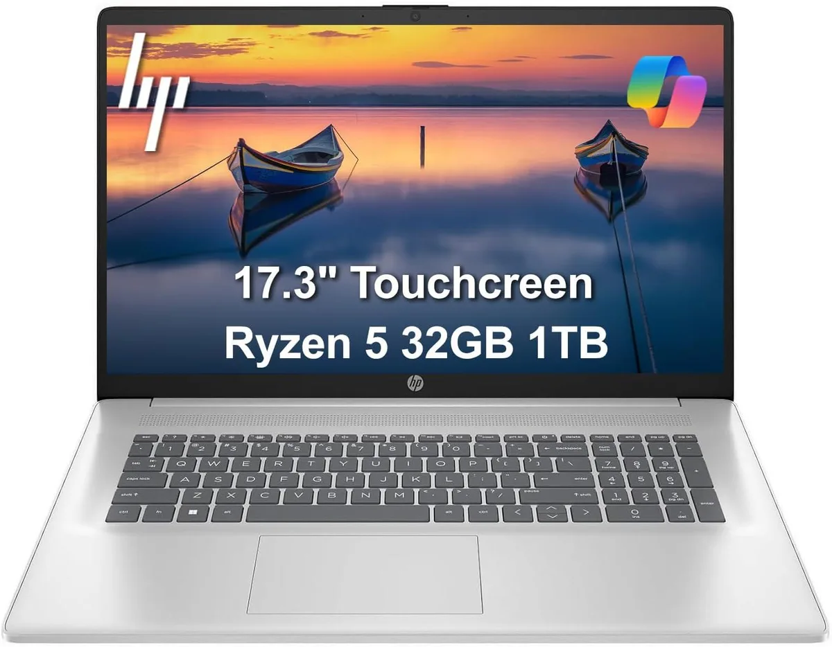 HP HP 17 business laptop Ryzen 5 7430U 17.3" HD+ touch 32GB DDR4 1TB NVMe Windows 11 Home — product photo