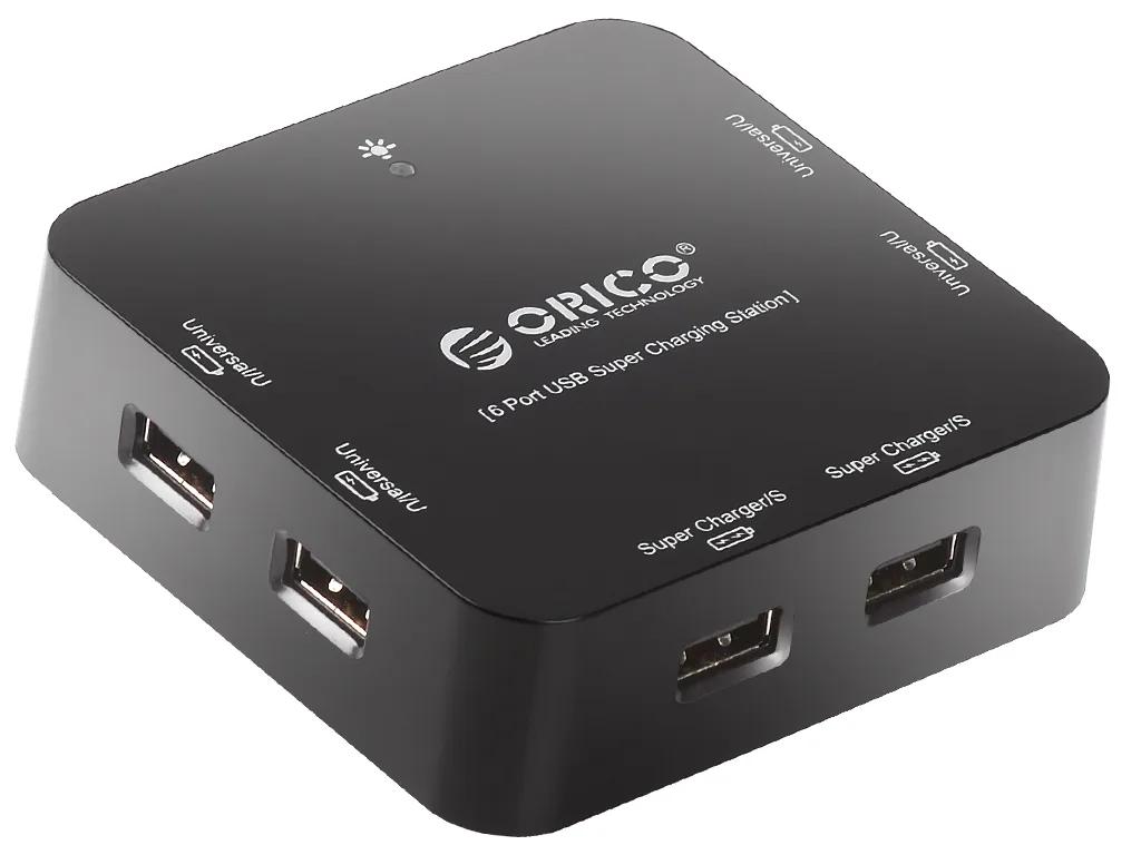 Orico Orico DCP-6U-BK 6-port USB 2.0 desktop charger BatWing Black — product photo
