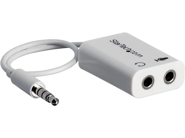 STARTECH STARTECH MUYHSMFFADW 3.5mm 4-Position to 2x 3-Position Headset Splitter Adapter White — product photo